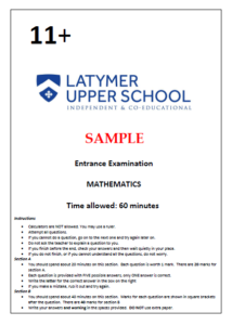 latymer upper school – 11+ entrance examination sample paper 2020 – mathematics